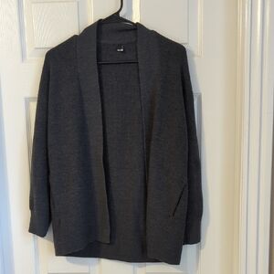 Gray Open Front Cardigan